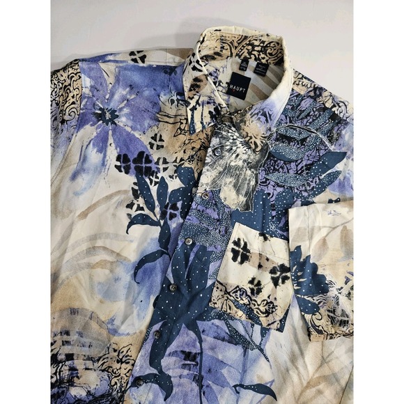 Haupt Men's Short Sleeve‎ Button Up Shirt Made in Germany XL 43/44 17.5 - Picture 1 of 7